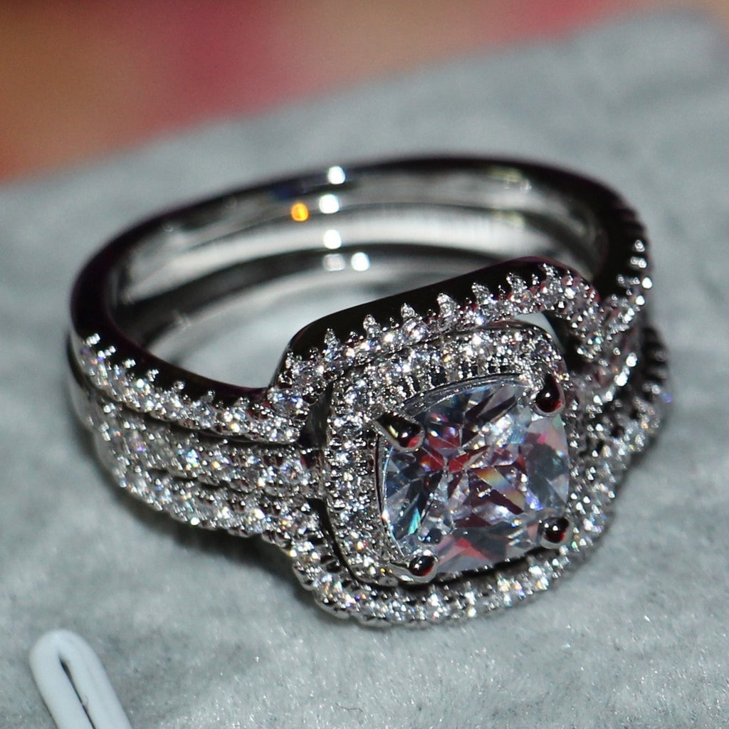 3-Layer Zircon Stone Ring Set