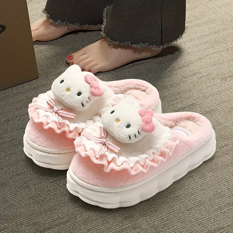 Hello Kitty and Melody Soft Plush Slippers