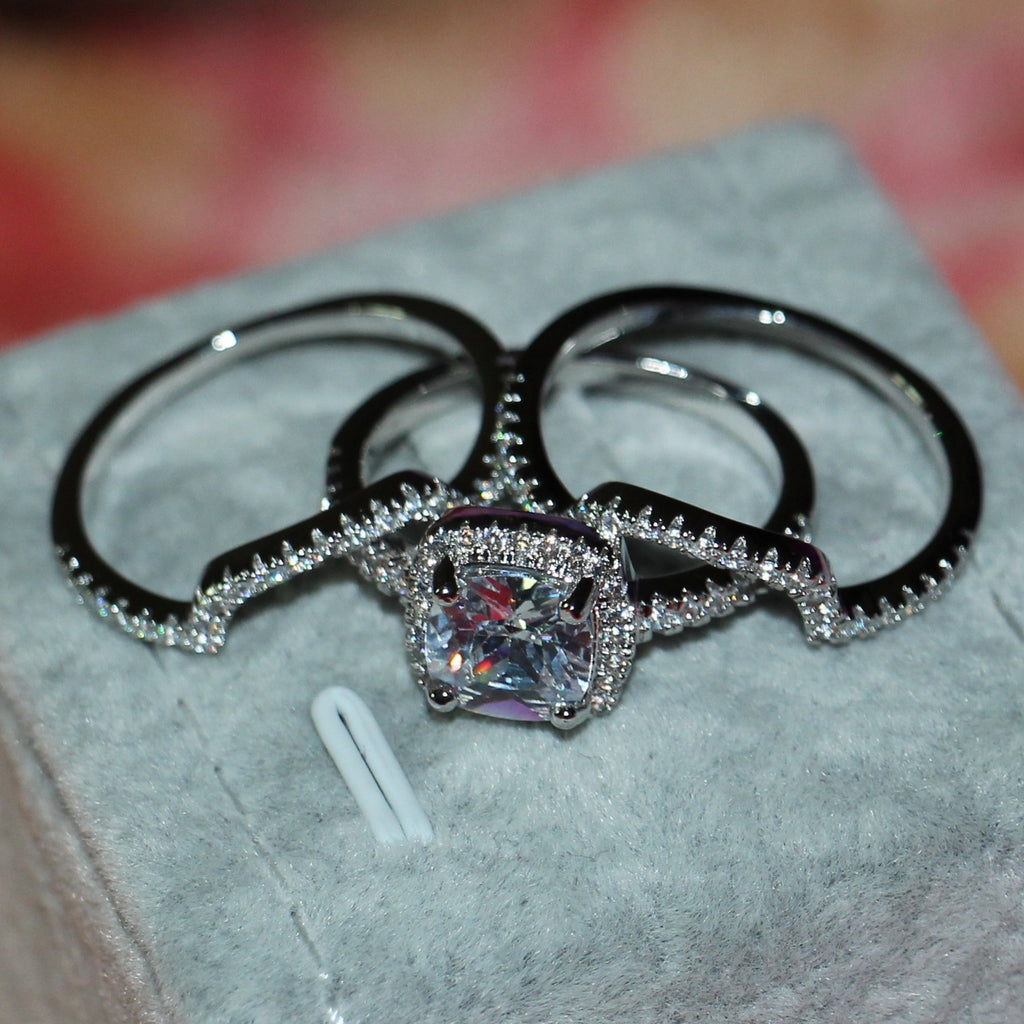 3-Layer Zircon Stone Ring Set