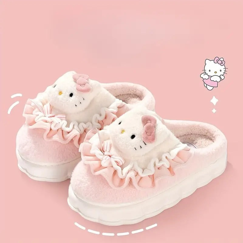 Hello Kitty and Melody Soft Plush Slippers