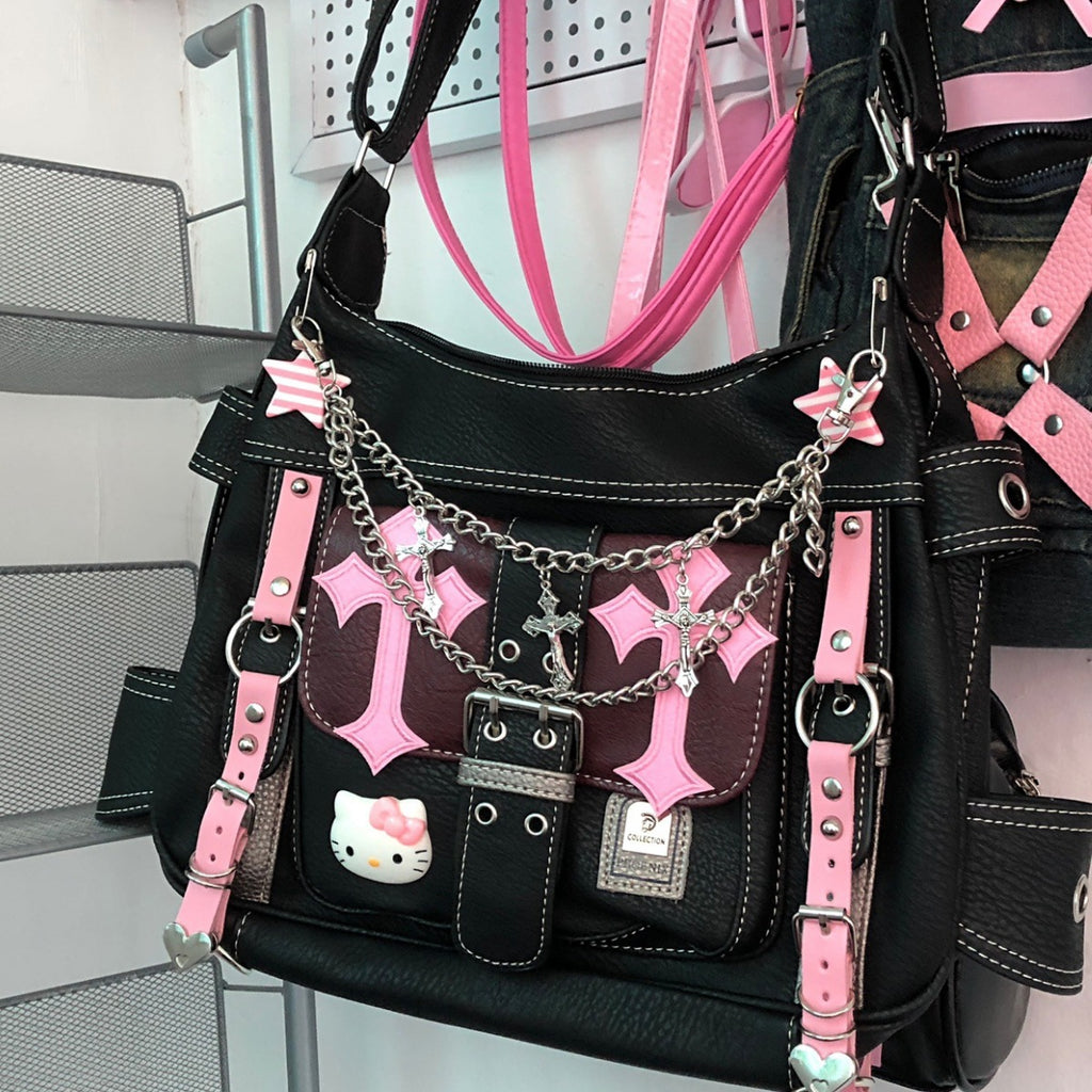 Y2K Cool Girl Handbag with Kitty Cat Design
