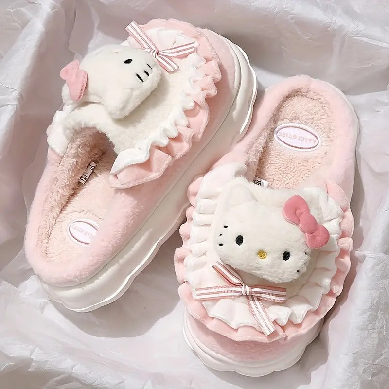 Hello Kitty and Melody Soft Plush Slippers