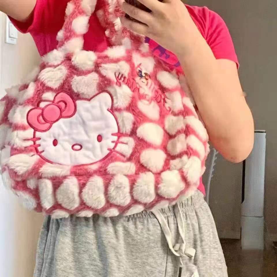 Cute Plush Hello Kitty Shoulder Handbag for Girls
