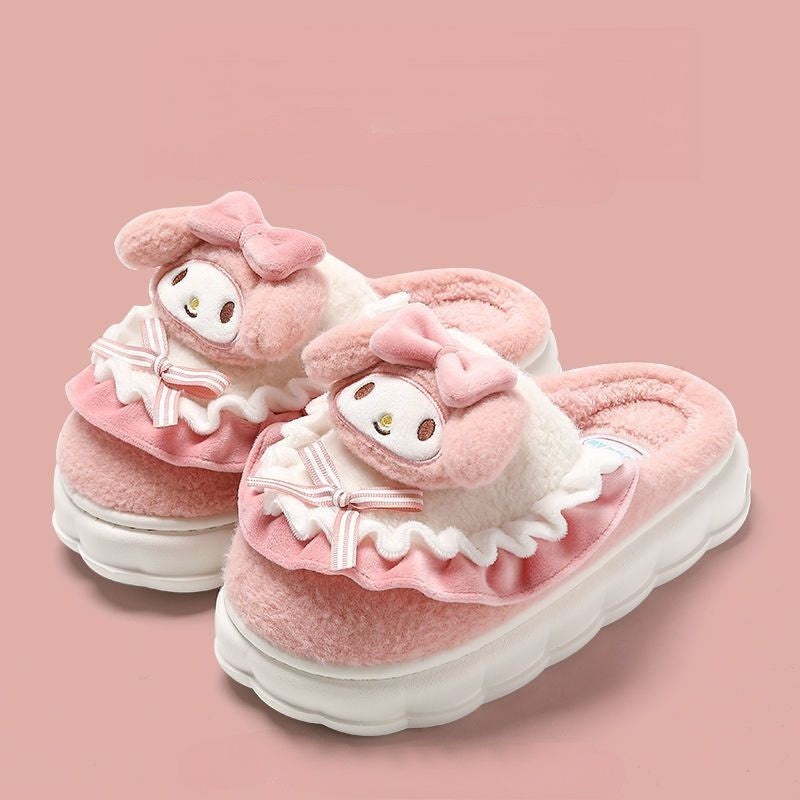 Hello Kitty and Melody Soft Plush Slippers